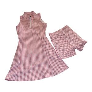 Pink Houndstooth Golf Tennis Set XS Y2K Activewear Dress & Shorts NWT